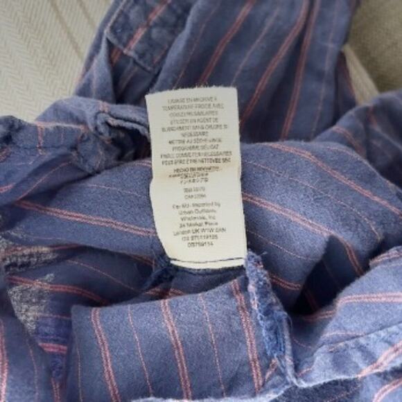 Free People Blue Striped Long Sleeve Lace-Up Linen Cotton Blend Popover Size XS - Picture 6 of 6